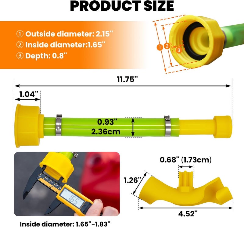 mapleza 3 PCS 11.75" Gas Can Spout Replacement with 3 PCS Hose Benders Compatible with Midwest Scepter Gas Cans PVC Gas Hoses Fit for 1/2/5/10 Gallon Fuel Jugs That Feature 1.75"-1.8" - Image 2